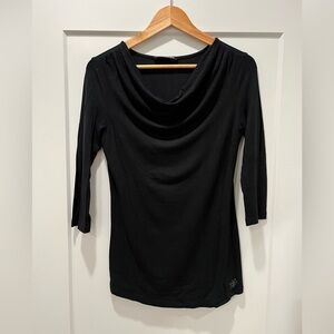 SOLD Betty Barclay flowy black waterfall top